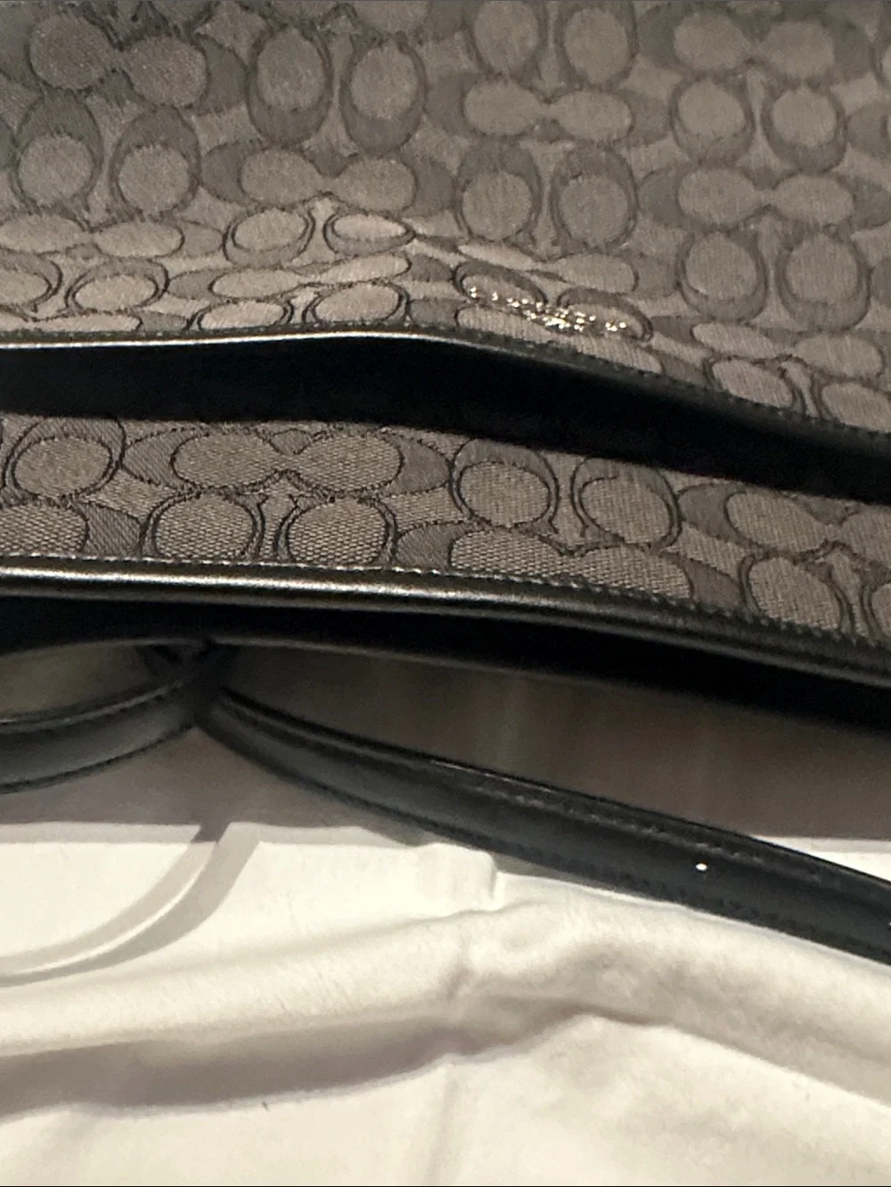 Coach Black Signature Crossbody with Leather Trim